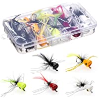 HXC Tamaño 6 Bass Pike Pesca Moscas Kit Agua Salada Trucha Perca Chub Fly Fishing Lures Set con caja de plástico Paquete…